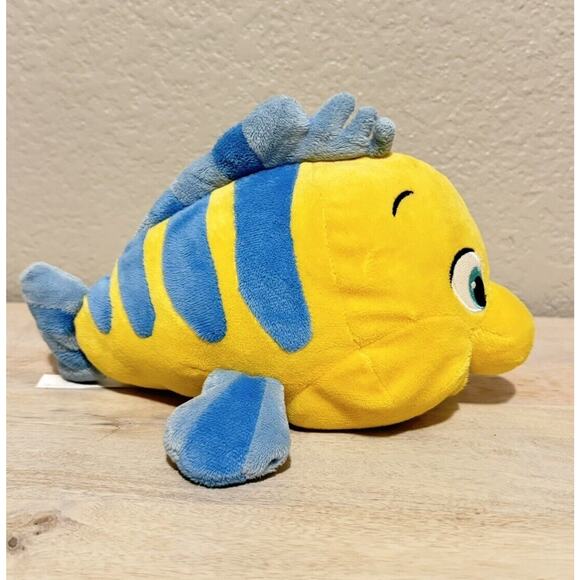 Disney Store Little Mermaid Flounder Plush Stuffed Animal Toy 9” Genuine Stamped - Picture 4 of 5